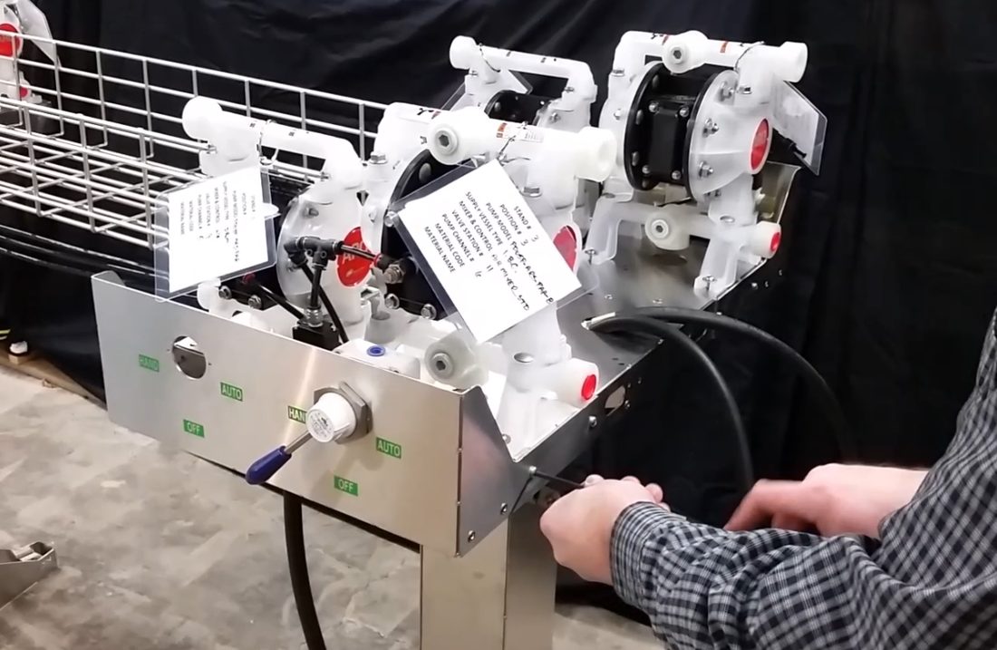 HMJ tech engineer setting up Modular Pump Stand System