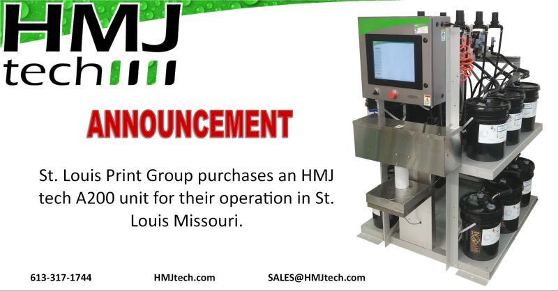 St. Louis Print Group purchases an HMJ tech A200 Dispenser for their operation in St. Louis, Missouri