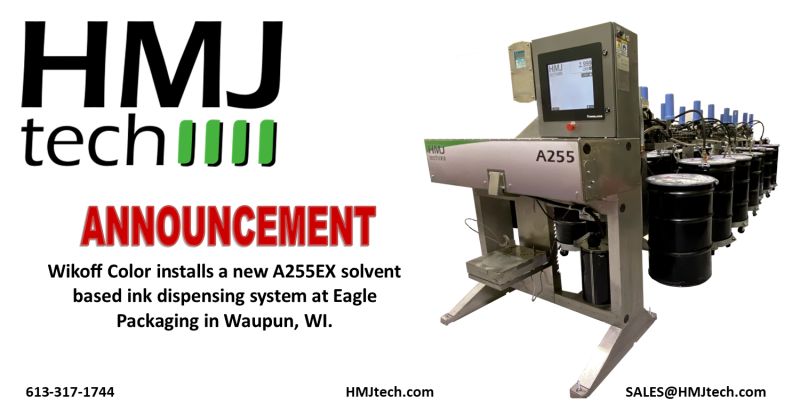 Wikoff Color installs a new A255EX solvent based dispensing system at Eagle Packaging in Waupun, WI