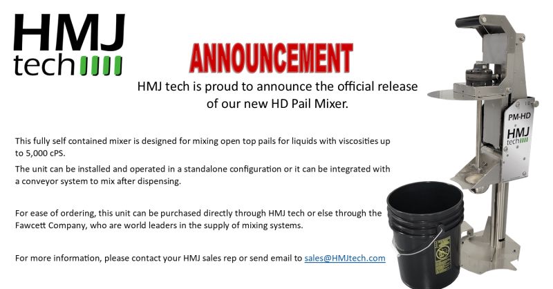 HMJ tech is proud to announce the official release of our new HD Pail Mixer.
